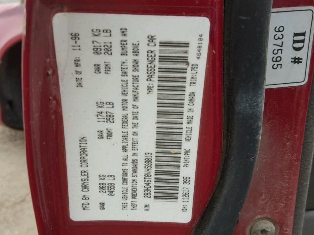 2B3HD46T8VH598813 - 1997 DODGE INTREPID RED photo 10