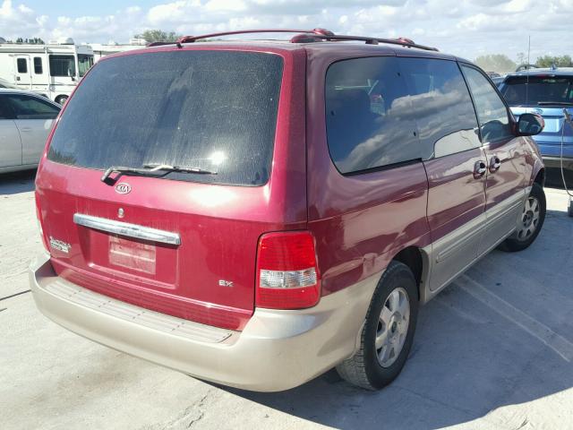 KNDUP131936475252 - 2003 KIA SEDONA EX RED photo 4