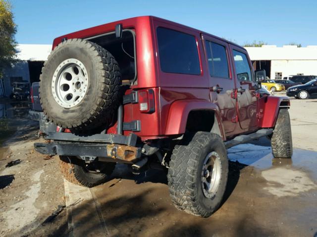 1C4HJWEG9CL104899 - 2012 JEEP WRANGLER U MAROON photo 4