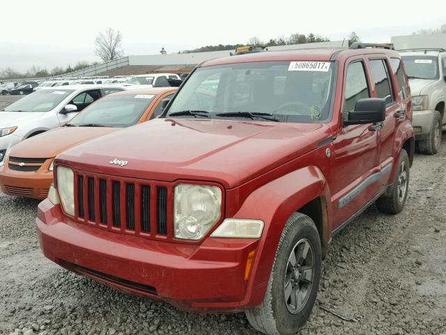 1J8GN28K18W140707 - 2008 JEEP LIBERTY SP RED photo 2
