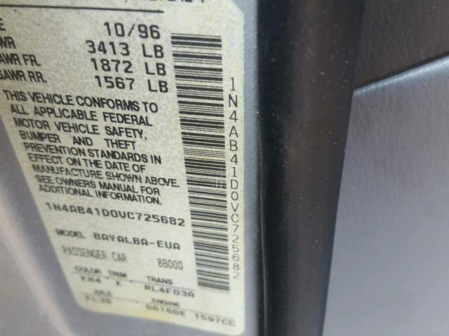 1N4AB41D0VC725682 - 1997 NISSAN SENTRA XE SILVER photo 10