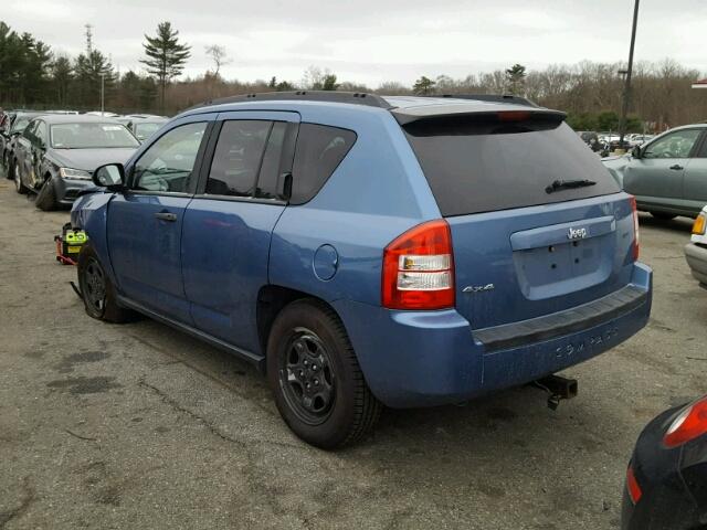 1J8FF47W87D138374 - 2007 JEEP COMPASS BLUE photo 3