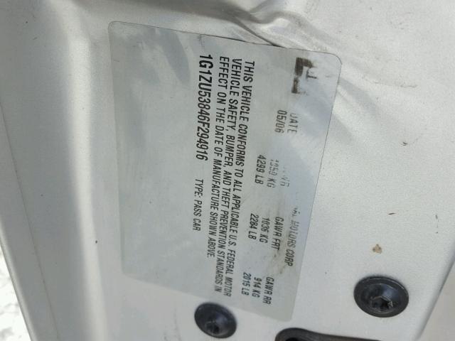 1G1ZU53846F294916 - 2006 CHEVROLET MALIBU LTZ 银色 照片 10