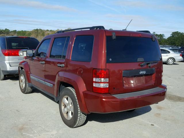 1J8GP28K69W528639 - 2009 JEEP LIBERTY SP MAROON photo 3