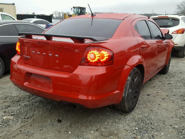 1C3CDZAB1EN169867 - 2014 DODGE AVENGER SE RED photo 4