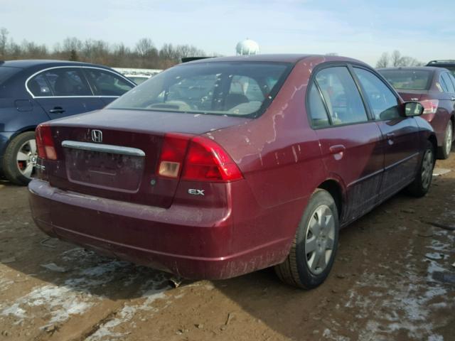 2HGES26742H598092 - 2002 HONDA CIVIC EX BURGUNDY photo 4