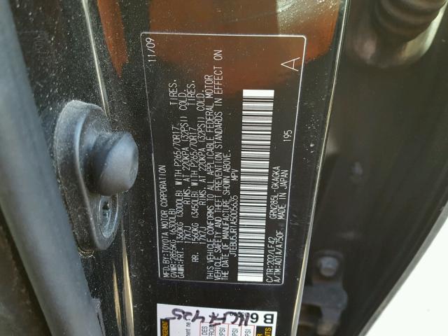 JTEBU5JR1A5005635 - 2010 TOYOTA 4RUNNER SR BLACK photo 10