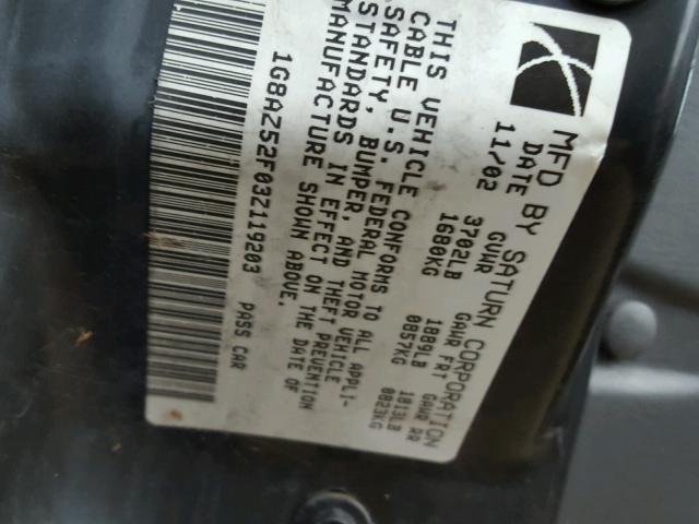 1G8AZ52F03Z119203 - 2003 SATURN ION LEVEL Qara foto 10