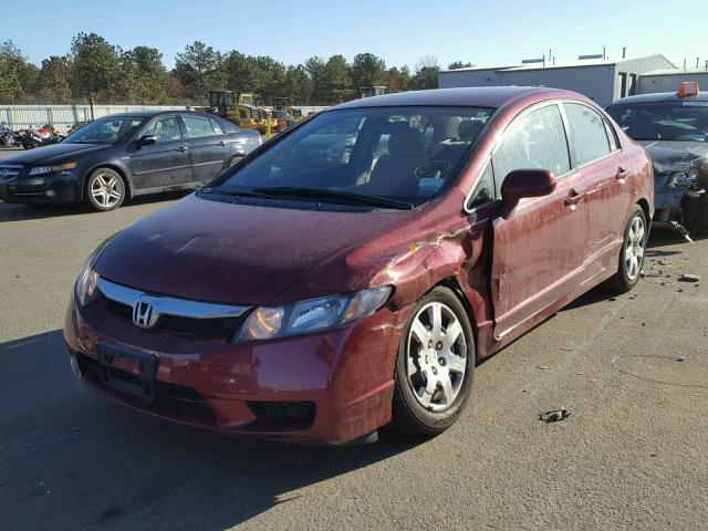 2HGFA16569H344281 - 2009 HONDA CIVIC LX RED photo 2