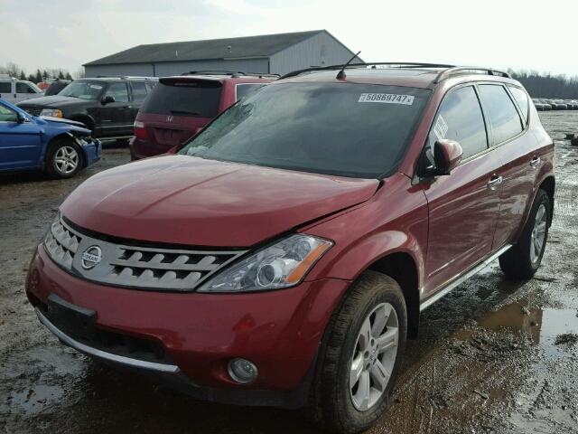 JN8AZ08WX7W660920 - 2007 NISSAN MURANO SL RED photo 2