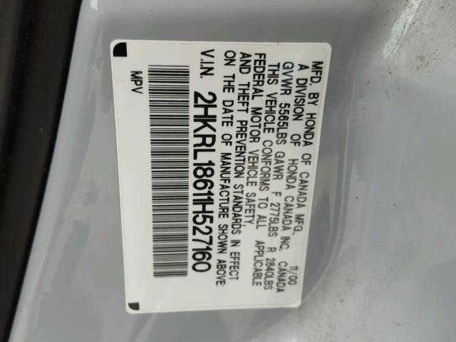 2HKRL18611H527160 - 2001 HONDA ODYSSEY EX SILVER photo 10