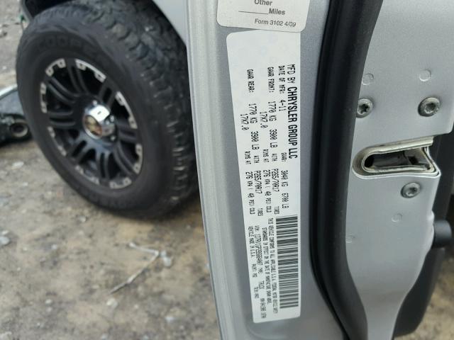 1D7RV1GP2BS664007 - 2011 DODGE RAM 1500 SILVER photo 10