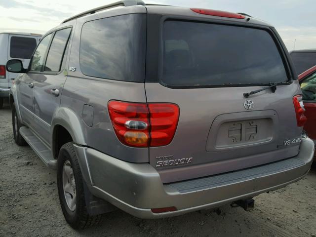 5TDBT44A22S074577 - 2002 TOYOTA SEQUOIA SR GRAY photo 3