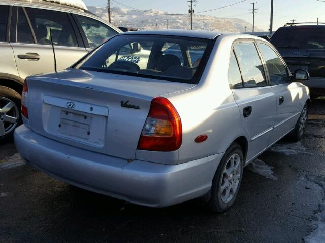 KMHCG45C22U401446 - 2002 HYUNDAI ACCENT GL SILVER photo 4