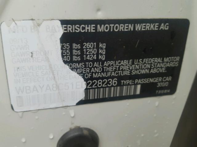 WBAYA8C51ED228236 - 2014 BMW 750 I WHITE photo 10