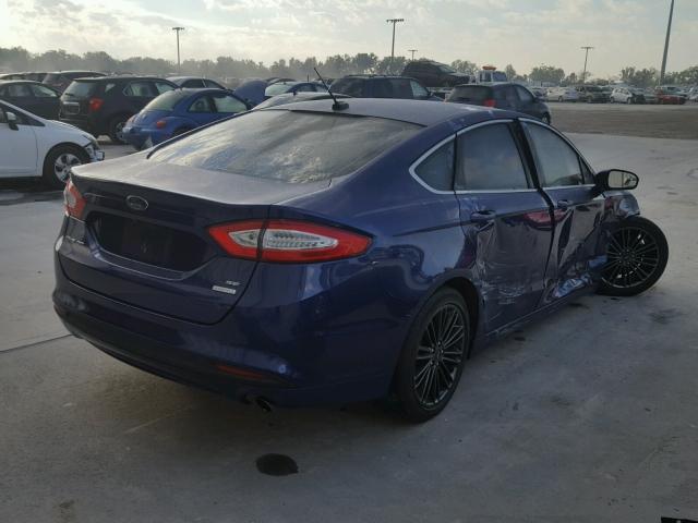 3FA6P0HDXER217467 - 2014 FORD FUSION SE BLUE photo 4