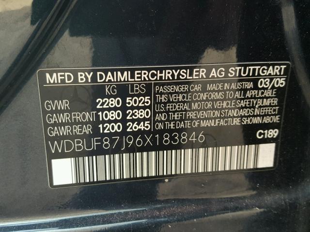 WDBUF87J96X183846 - 2006 MERCEDES-BENZ E 350 4MAT BLUE photo 10