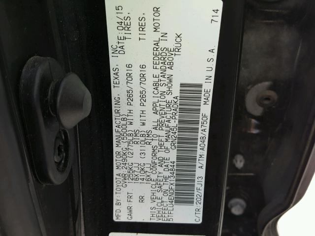 5TFLU4EN0FX134844 - 2015 TOYOTA TACOMA DOU BLACK photo 10