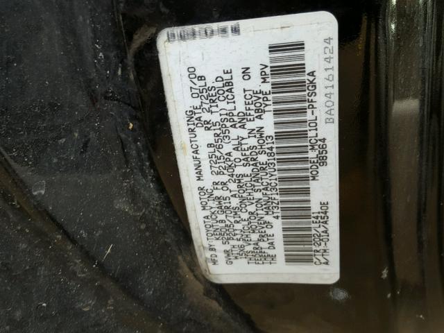 4T3ZF13C1YU318413 - 2000 TOYOTA SIENNA LE BLACK photo 10