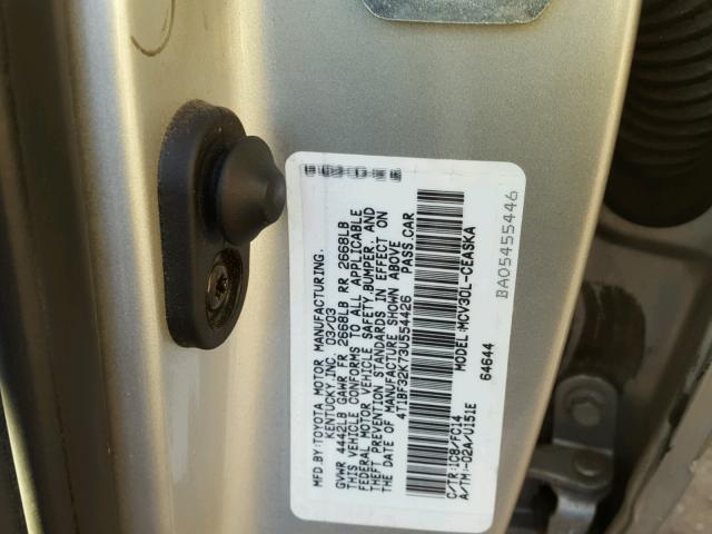 4T1BF32K73U554426 - 2003 TOYOTA CAMRY LE SILVER photo 10