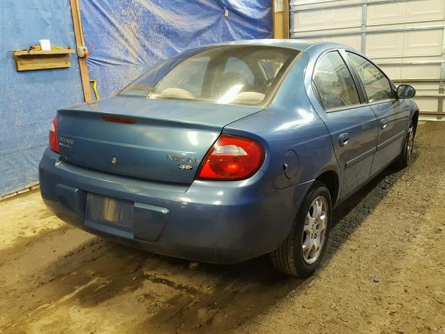 1B3ES56C74D522316 - 2004 DODGE NEON SXT BLUE photo 4