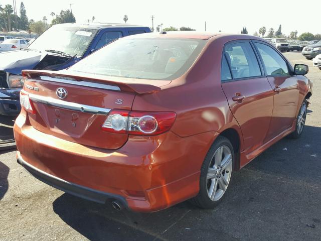 2T1BU4EE2DC078574 - 2013 TOYOTA COROLLA BA ORANGE photo 4