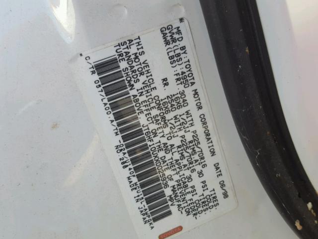 JT6HF10UXX0025936 - 1999 LEXUS RX 300 WHITE photo 10