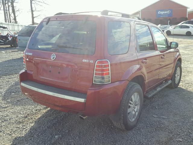 4M2YU91167KJ05850 - 2007 MERCURY MARINER LU RED photo 4