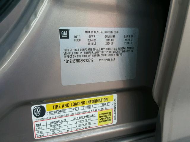 1G1ZH57B38F273312 - 2008 CHEVROLET MALIBU 1LT 棕色 照片 10