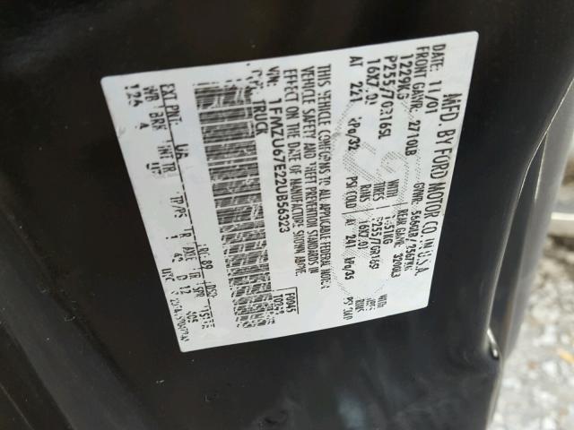 1FMZU67E22UB56323 - 2002 FORD EXPLORER S 黑色 照片 10