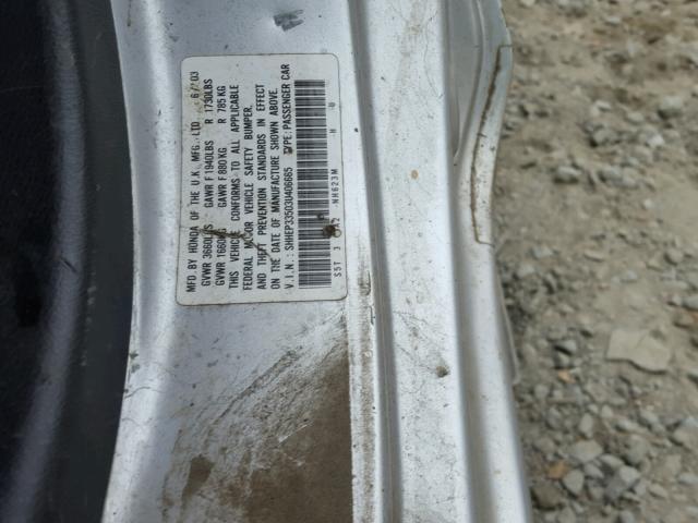 SHHEP33503U406665 - 2003 HONDA CIVIC SI SILVER photo 10