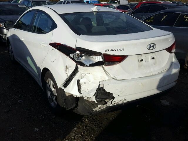 5NPDH4AEXFH580865 - 2015 HYUNDAI ELANTRA SE WHITE photo 3