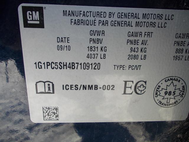 1G1PC5SH4B7109120 - 2011 CHEVROLET CRUZE LS BLUE photo 9