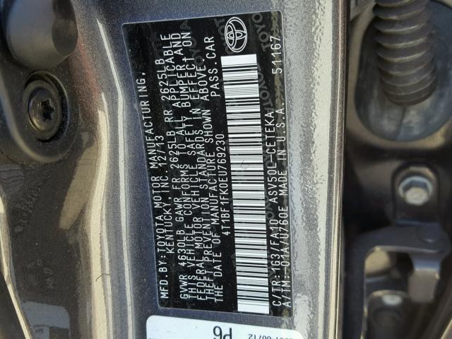 4T1BF1FK0EU769230 - 2014 TOYOTA CAMRY L GRAY photo 10