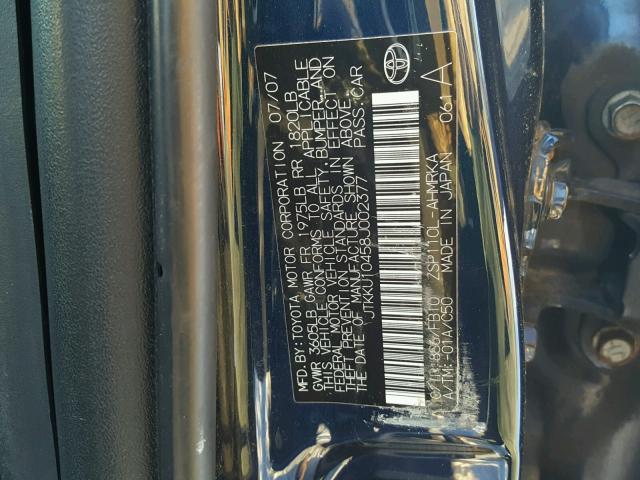 JTKKU10458J002377 - 2008 TOYOTA SCION XD BLUE photo 10