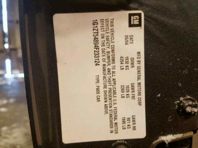 1G1ZT54894F233124 - 2004 CHEVROLET MALIBU LS GRAY photo 10