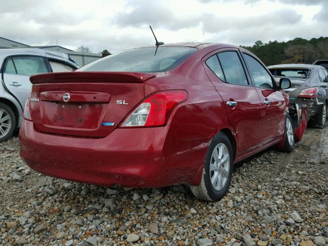 3N1CN7AP1DL872735 - 2013 NISSAN VERSA S RED photo 4