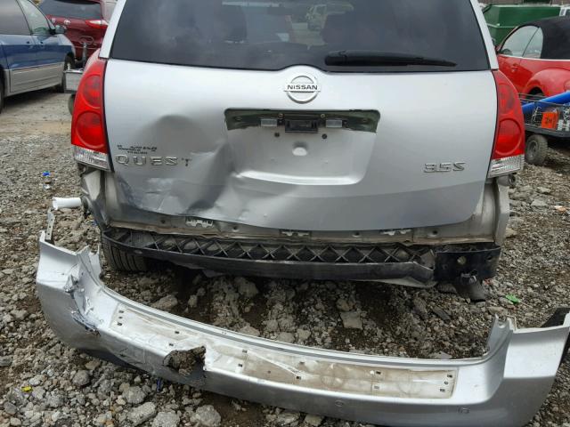 5N1BV28U36N128107 - 2006 NISSAN QUEST S SILVER photo 9