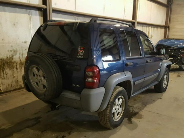 1J4GL48K95W720916 - 2005 JEEP LIBERTY SP BLUE photo 4