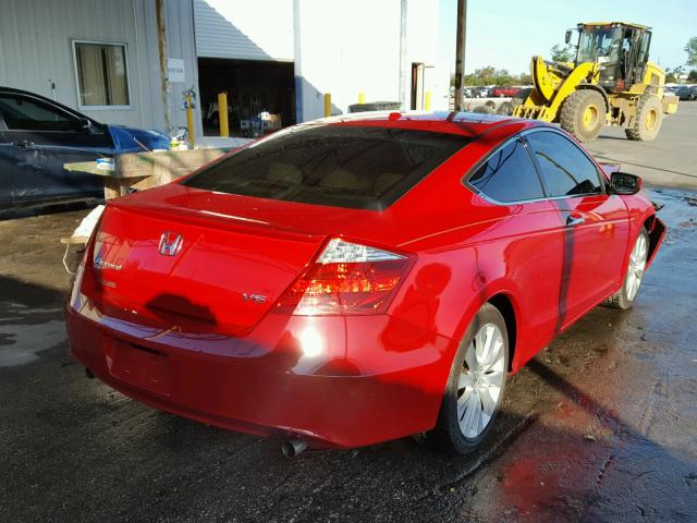 1HGCS22878A014216 - 2008 HONDA ACCORD EXL RED photo 4