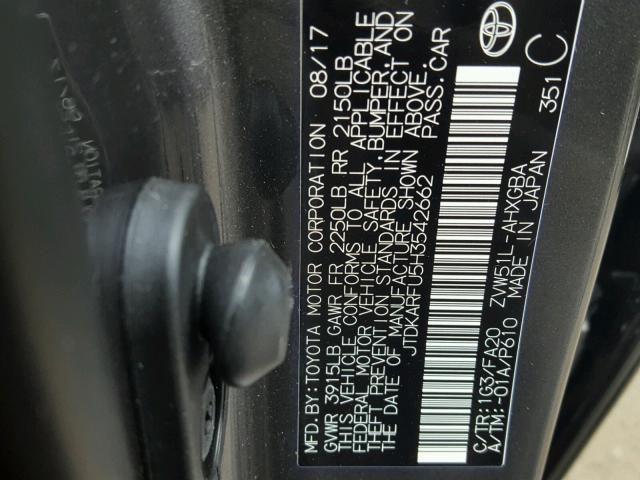 JTDKARFU5H3542662 - 2017 TOYOTA PRIUS GRAY photo 10