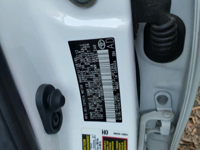 2T1BURHE7EC046536 - 2014 TOYOTA COROLLA L WHITE photo 10