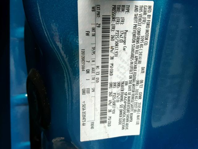 1FADP5BU9DL503398 - 2013 FORD C-MAX SEL BLUE photo 10