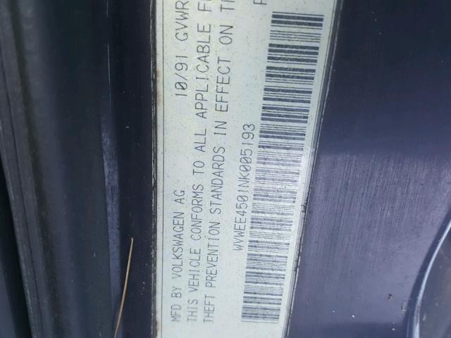 WVWEE4501NK005193 - 1992 VOLKSWAGEN CORRADO SL BLACK photo 10