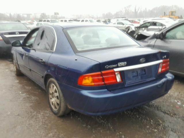 KNAGD128225170309 - 2002 KIA OPTIMA MAG BLUE photo 3