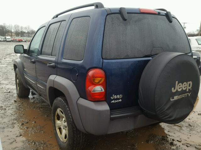 1J4GL48K64W141056 - 2004 JEEP LIBERTY SP BLUE photo 3