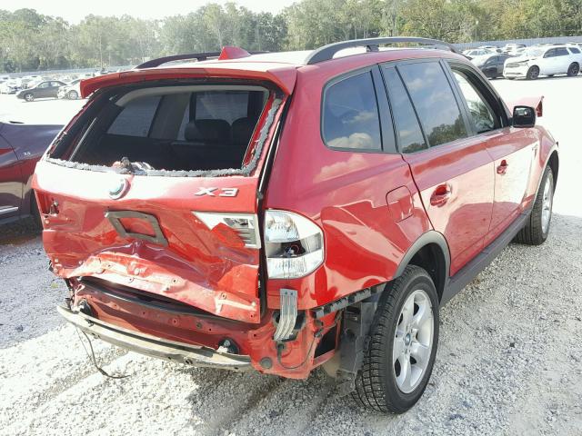 WBXPC93448WJ07900 - 2008 BMW X3 3.0SI RED photo 4