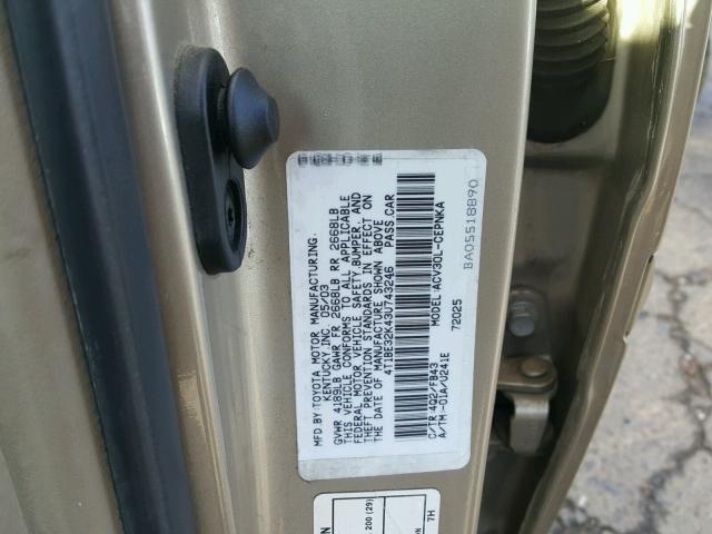 4T1BE32K43U743246 - 2003 TOYOTA CAMRY LE ოქროსფერი ფოტო 10