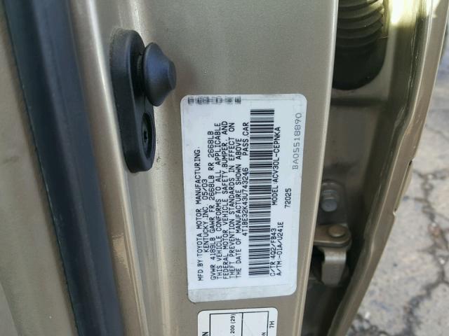 4T1BE32K43U743246 - 2003 TOYOTA CAMRY LE GOLD photo 10