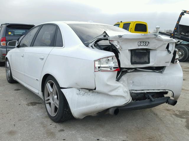 WAUDF78E08A100210 - 2008 AUDI A4 2.0T QU WHITE photo 3